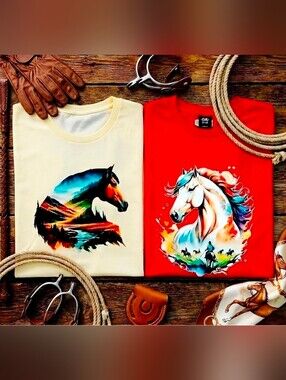 Horse Graphic Tee Bundle – Western Cowboy Shirts – Rustic Country Rodeo Style